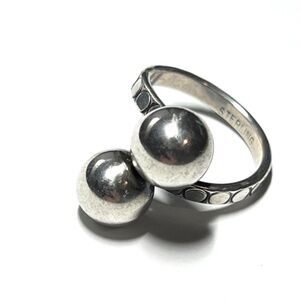 Mid-Century Vintage Sterling Silver Double Ball Ring  1940's